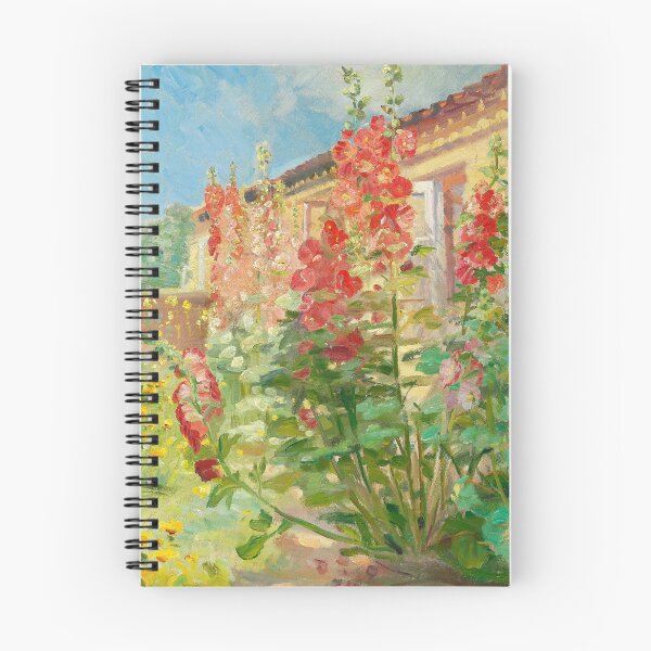 Item preview, Anna Ancher | Red hollyhocks in the garden at the Ancher family's house on Markvej in Skagen still life portrait garden floral painting designed and sold by Jéanpaul  Ferro.
