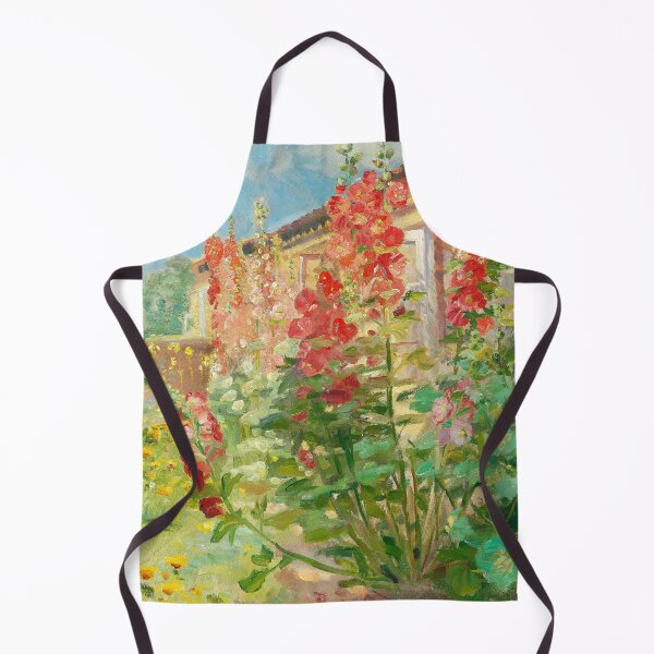 Item preview, Anna Ancher | Red hollyhocks in the garden at the Ancher family's house on Markvej in Skagen still life portrait garden floral painting designed and sold by Jéanpaul Ferro.