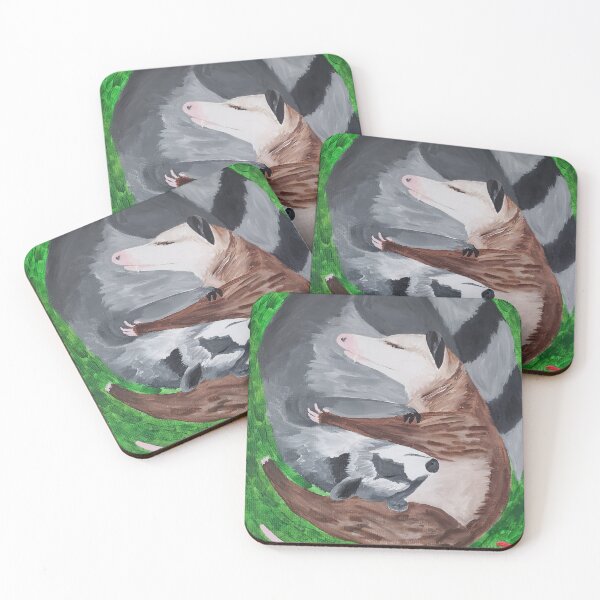 Item preview, Perfect Sonnet, Opossum Raccoon Painting designed and sold by Joyful Chaos Art.