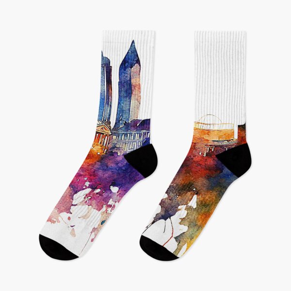 Item preview, Leeds skyline horizontal UK- England- Watercolor designed and sold by Modern-Tropical.