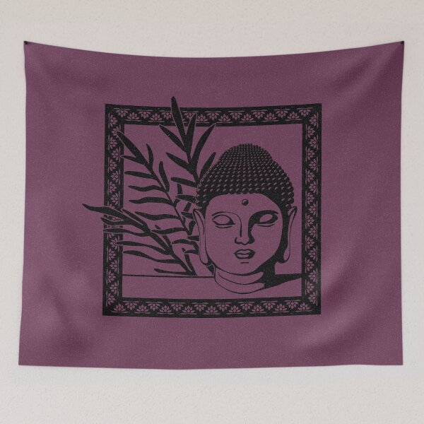 Item preview, Buddha Head Statue with Palm Fronds - Beet + Coal designed and sold by Irene Estelle.