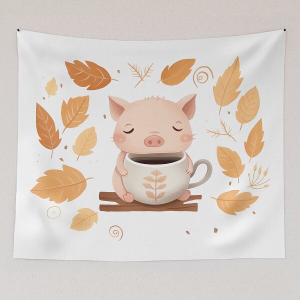 Item preview, Relaxed Mini Pig Drinking Coffee  designed and sold by CamGO.