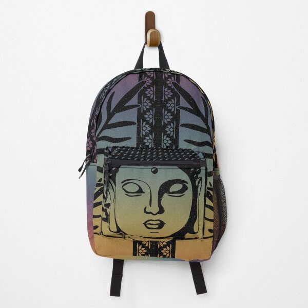 Item preview, Buddha Head Statue with Palm Fronds - Rainbow Sunset + Coal designed and sold by Irene Estelle.