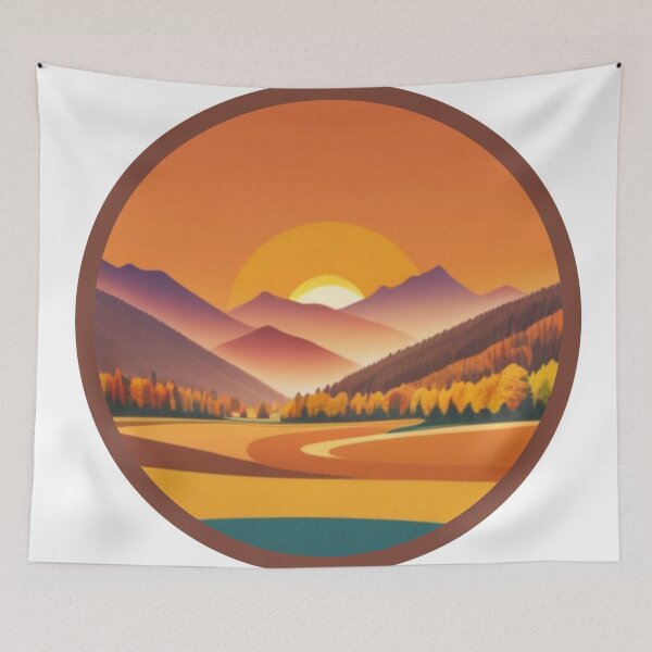 Item preview, sunset moutains retro designed and sold by soulsurferart.