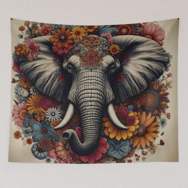 Item preview, Elephant in the sea of flowers designed and sold by Wallisart.