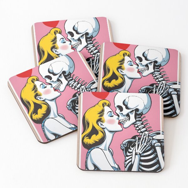 Item preview, Funny Retro skeleton kiss woman valentine comic designed and sold by ratchawoot.