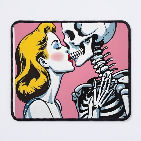 Item preview, Funny Retro skeleton kiss woman valentine comic designed and sold by ratchawoot.