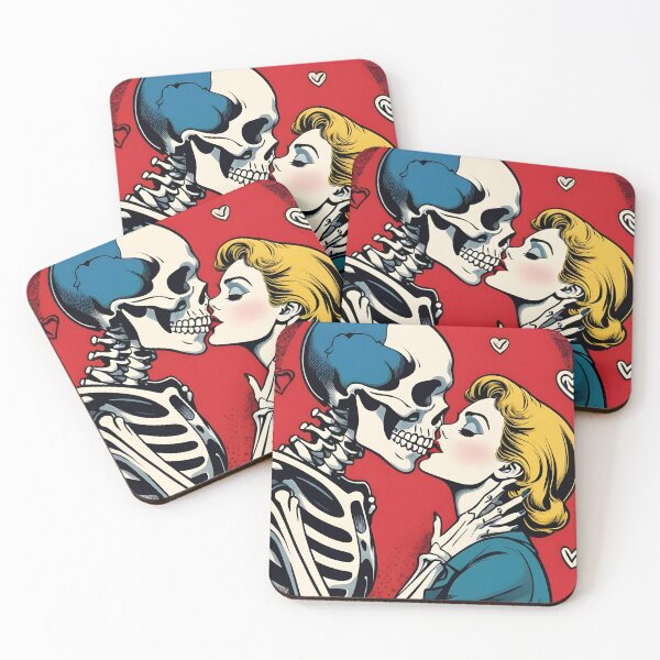 Item preview, Funny Retro skeleton kiss woman valentine comic designed and sold by ratchawoot.