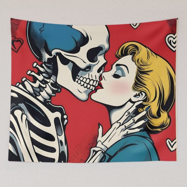 Item preview, Funny Retro skeleton kiss woman valentine comic designed and sold by ratchawoot.
