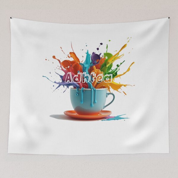 Item preview, ADHD tea bright colourful neurodivergent design.  Tea makes everything alright?  A bright colorful design to lighten our anxiety filled lives designed and sold by Haiii-Designs.