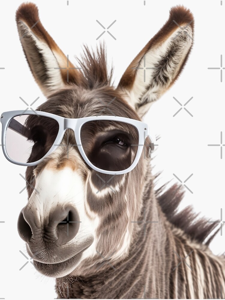 Thumbnail 3 of 3, Sticker, Donkey Wearing Sunglasses designed and sold by TheAnimalZ00.