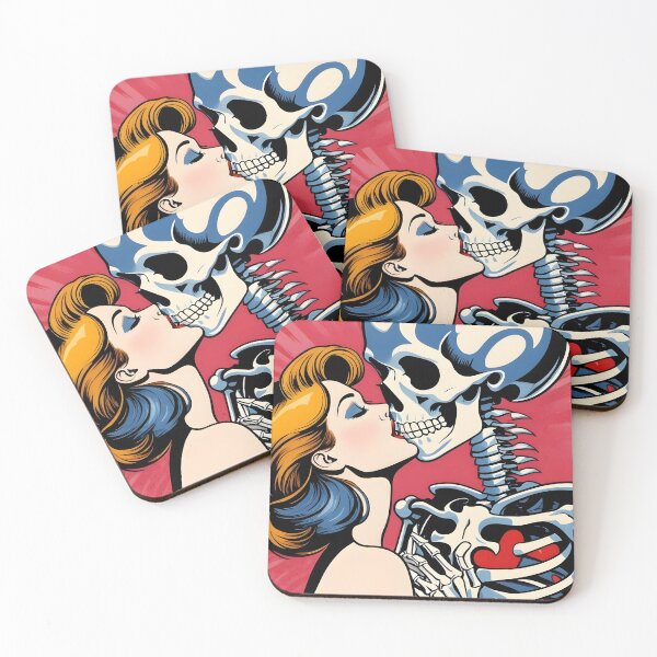 Item preview, Funny Retro skeleton kiss woman valentine comic designed and sold by ratchawoot.