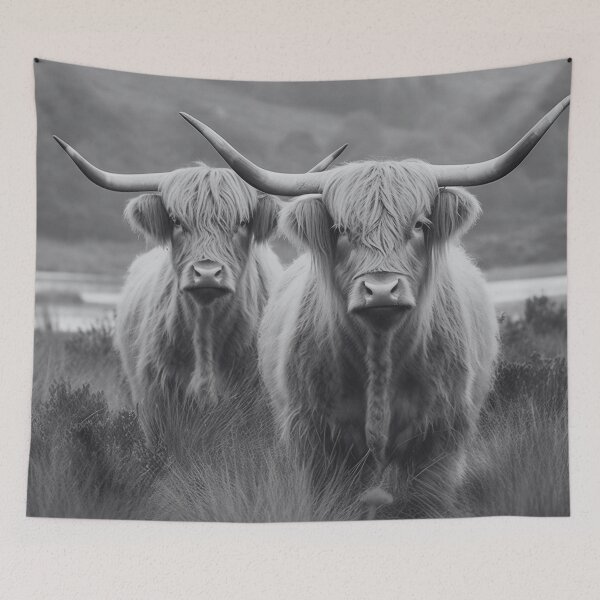 Item preview, Black And White Highland Cows Photo designed and sold by TheAnimalZ00.