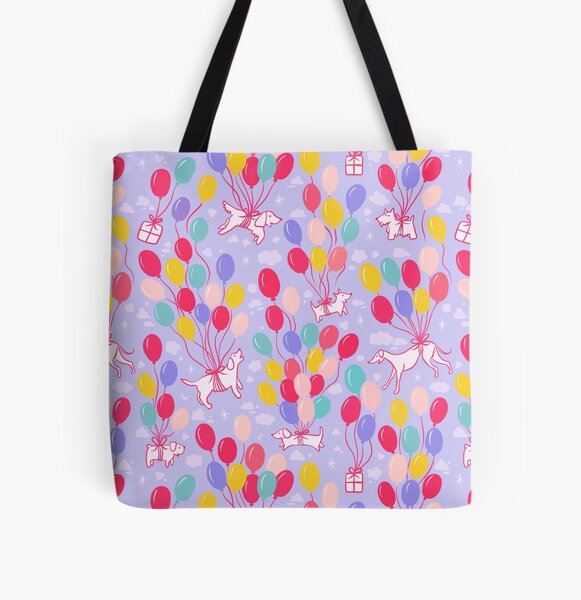Pup Pup and Away! | Pattern | Multi Purple All Over Print Tote Bag
