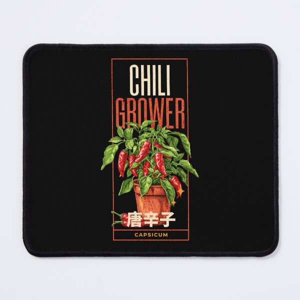 Item preview, Chili grower design with a chili plant, CAPSICUM, chili fruits and japanese text japanese Typography  designed and sold by Dahlann.