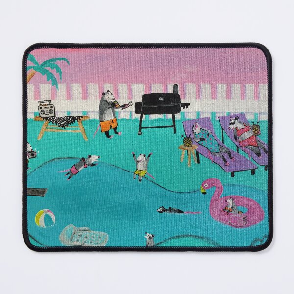 Item preview, Opossum Pool Party, Possum Painting designed and sold by Joyful Chaos Art.