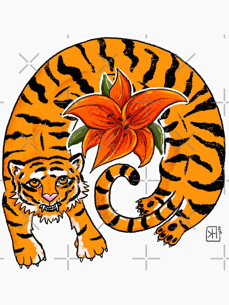 Thumbnail 3 of 3, Sticker, Tiger Lily designed and sold by Wildharegrafix.