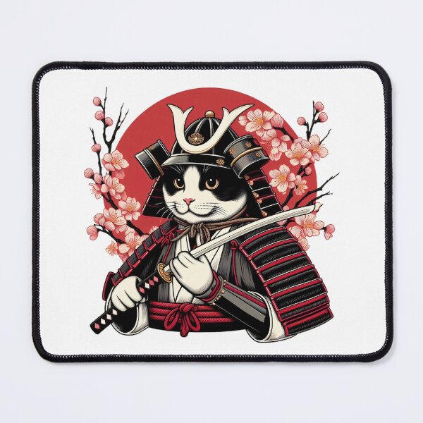 Item preview, Cute cat wearing samurai uniform and holding katana 6 designed and sold by slamnoah.