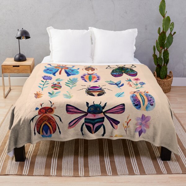 Item preview, Boho Abstract Imaginary Insects Bugs Floral Folk Art Pattern gift for nature lover designed and sold by CORINNE W.