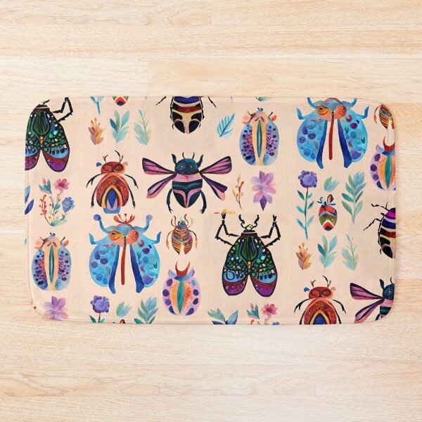Item preview, Boho Abstract Imaginary Insects Bugs Floral Folk Art Pattern gift for nature lover designed and sold by CORINNE W.