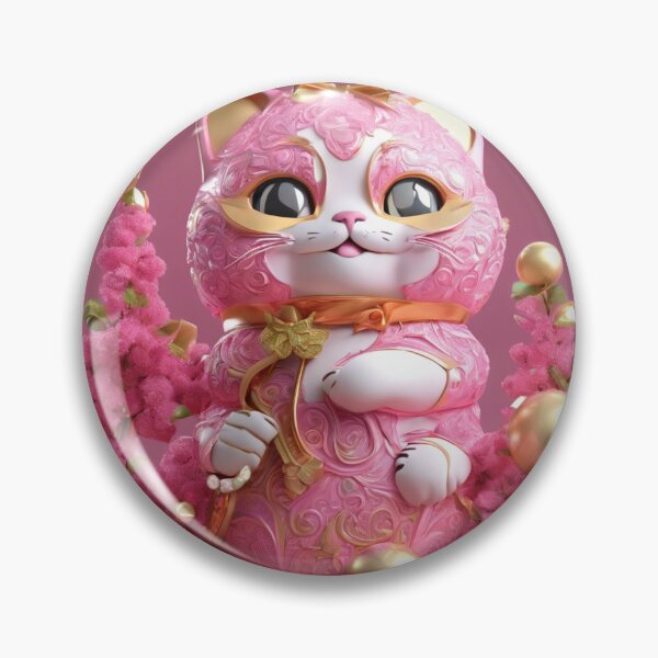 Item preview, Luckycat pinkcat happy Silver Fortune Maneki Neko Celebrate Festival valentine designed and sold by nimnaree.