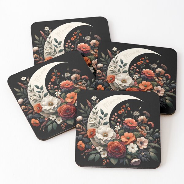 Item preview, Midnight Floral Crescent Moon Art designed and sold by inkArtistryfine.