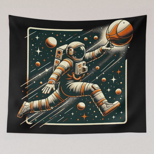 Item preview, Zero Gravity Basketball Astronaut Art designed and sold by inkArtistryfine.