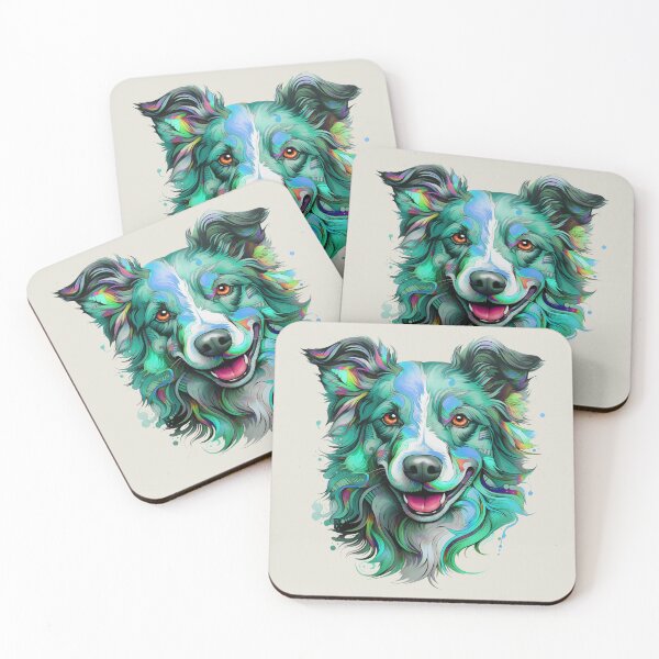 Item preview, Border Collie Green Tones Watercolor designed and sold by wotsthis.