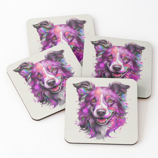 Item preview, Border Collie Pink Purple Tones Watercolor designed and sold by wotsthis.