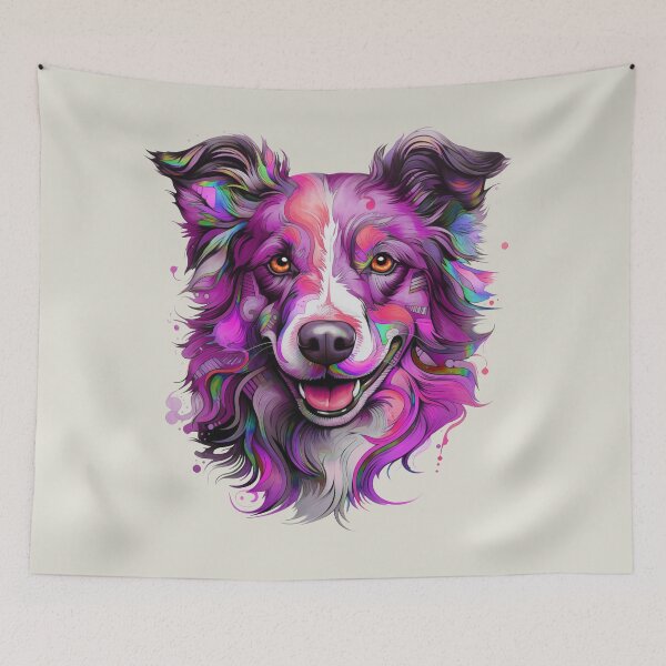 Item preview, Border Collie Pink Purple Tones Watercolor designed and sold by wotsthis.
