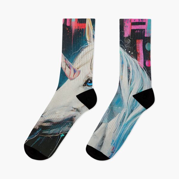 Item preview, Cyberpunk Neon Unicorn Street Art designed and sold by inkArtistryfine.