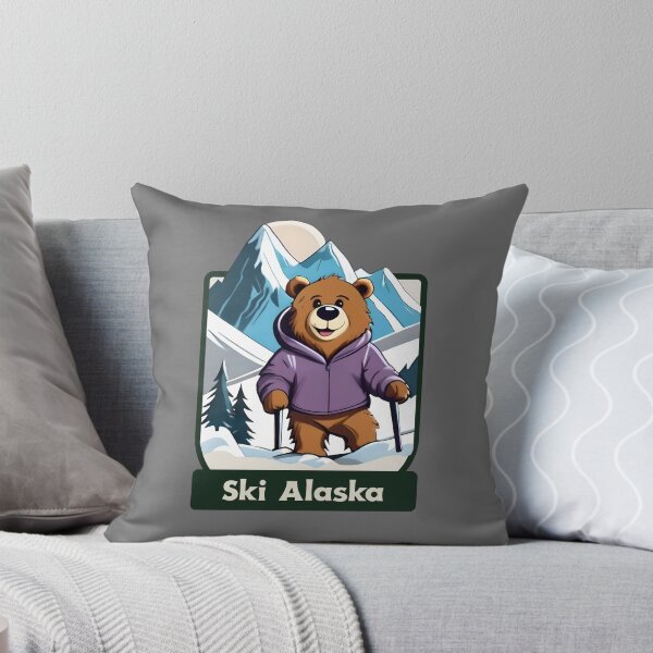 Item preview, Cheerful Bear in Mountains Ski Alaska designed and sold by cinnabardc.