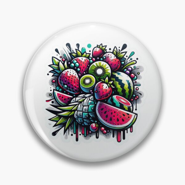 Item preview, Colorful Fruits Grungecore Strawberry Kiwi Watermelon Pineapple designed and sold by PremiumDesignz.