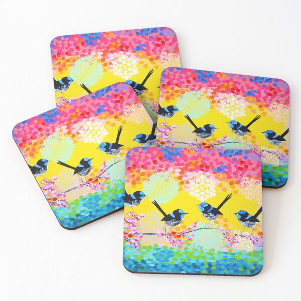 Item preview, Birds and Flowers with Abstract Colours designed and sold by cathyjacobs.