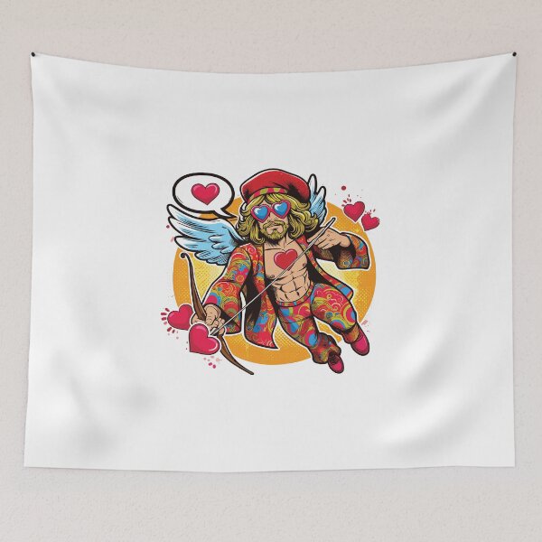 Item preview, This psychedelic illustration depicts a hippie Cupid spreading love with his arrows. designed and sold by 271Studio.