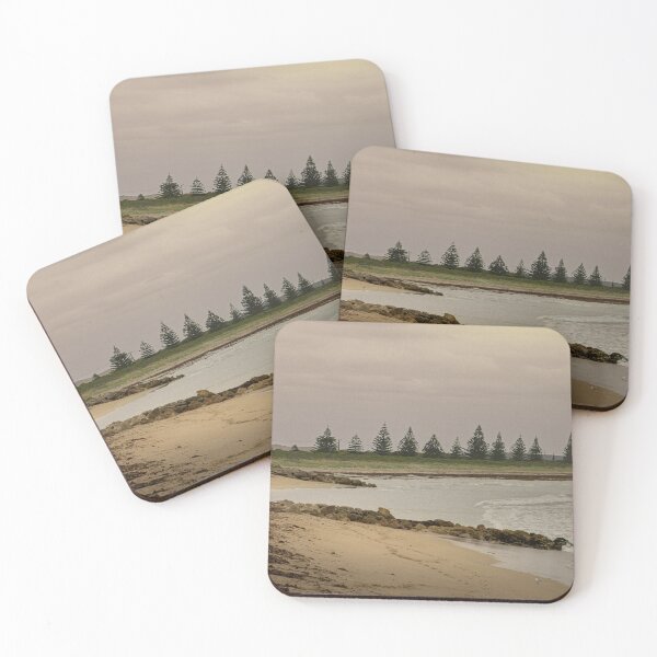Item preview, Beachport, Australia: Tranquil beach landscape with a row of pine trees - premium photo print for nature lovers designed and sold by TRex-Landscapes.