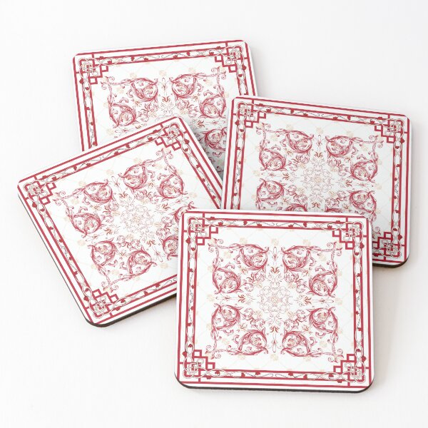Item preview, Red vintage scarf pattern on white background. Vintage frame in the style of Baroque. a square frame with a floral pattern. a red and white square pattern with floral designs designed and sold by APHIDAT-TA.