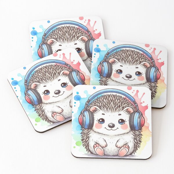 Item preview, A hedgehog wearing a headset. designed and sold by growing-mom.