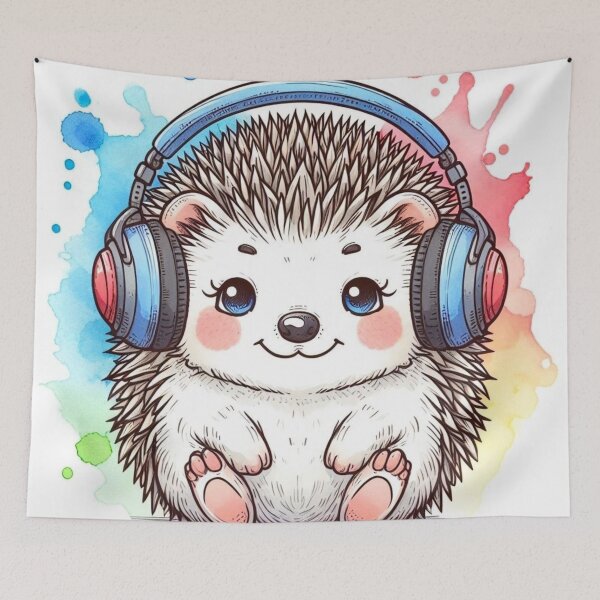 Item preview, A hedgehog wearing a headset. designed and sold by growing-mom.