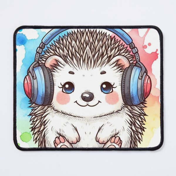 Item preview, A hedgehog wearing a headset. designed and sold by growing-mom.
