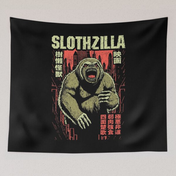 Item preview, Slothzilla Vintage Japanese Sloth Lover Monster Movie Poster designed and sold by GrandeDuc.