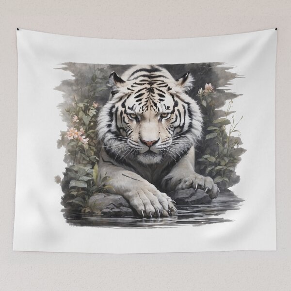 Item preview, White Siberian Tiger with Black Stripes designed and sold by Bananobanini.