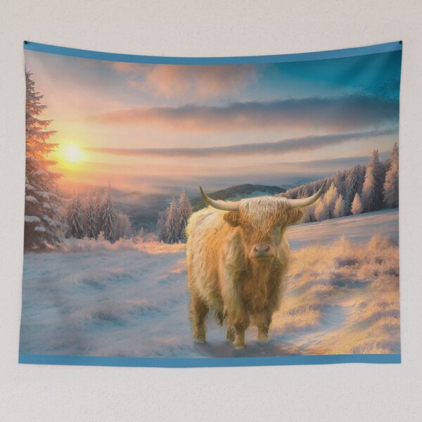 Item preview, Winter Sunrise Highland Cow designed and sold by Alisonchambers2.