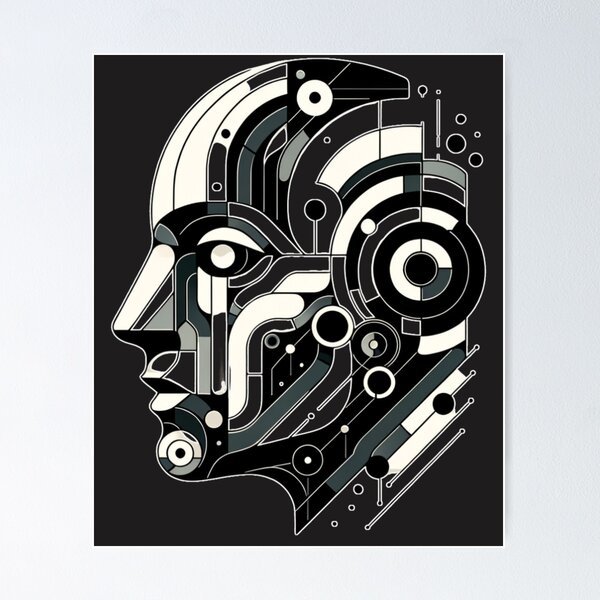Affiche futuriste - Robot rose - Artcamia