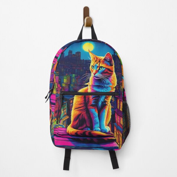 Item preview, cat warrior on the street in the neon night designed and sold by JangmiHorang.