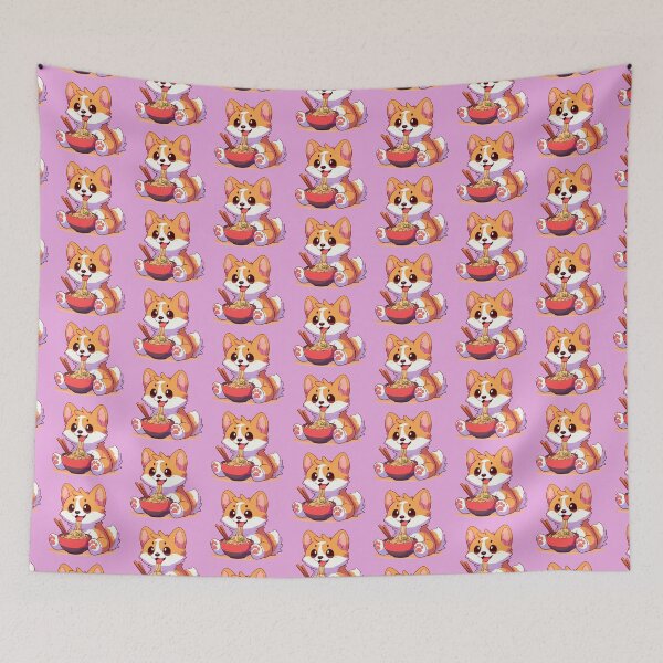 Item preview, Kawaii Corgi Dog eating Ramen / Noodles designed and sold by Seneku-Design.