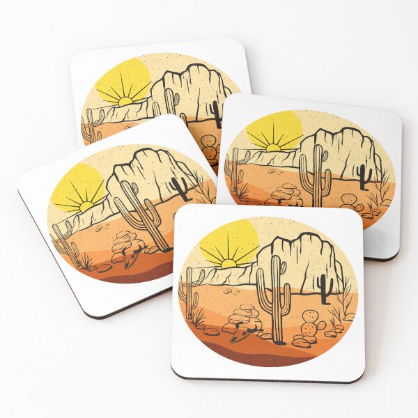 Item preview, Desert retro circle with cactus and cow skull designed and sold by Kate Made ART.