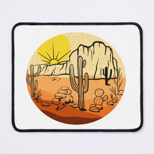 Item preview, Desert retro circle with cactus and cow skull designed and sold by Kate Made ART.