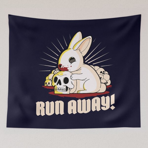 Item preview, Cute killer rabbit - Run Away! (on dark colors) designed and sold by messy-nessie.