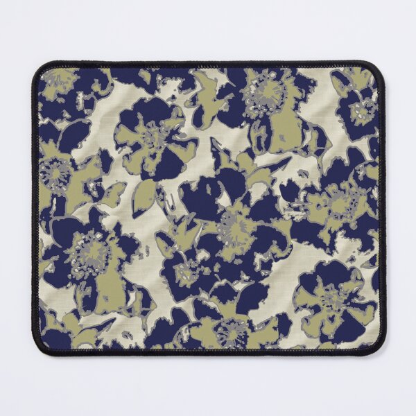 Item preview, Floral camouflage with linen fabric dark blue beige designed and sold by Alessandro Remo Mazzoni Remotextiles.